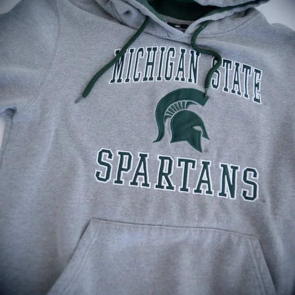Vintage Colosseum Michigan State Spartans Grey & Green Pullover Hooded Sweater M - Picture 9 of 12
